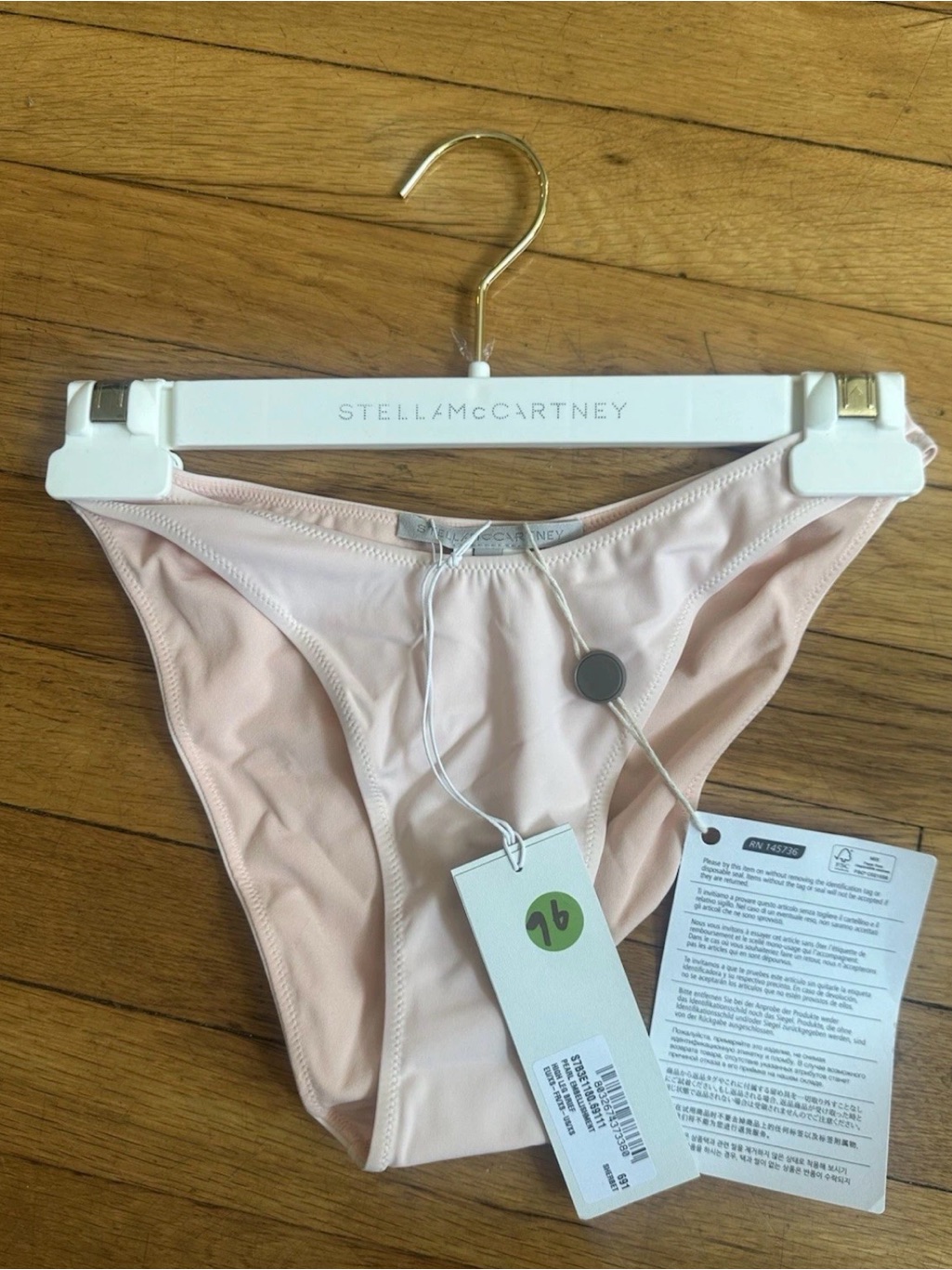 Stella Mccartney High Leg Bikini Bottoms, Pink Size Xs Bnwt